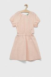 United Colors of Benetton rochie din in pentru copii culoarea portocaliu, mini, evazati PPYX-SUG08H_32X