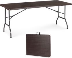 ModernHOME Összecsukható kerti asztal, 180x70x74 cm, barna fa minta