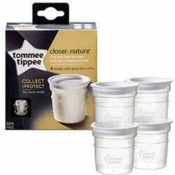 Tommee Tippee Set de 4 recipiente pentru stocare lapte, Tommee Tippee Set pentru masa bebelusi