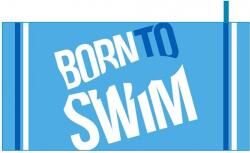 BornToSwim microfibre towel big logo albastru deschis