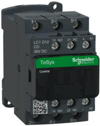 Schneider Electric, TeSys D, LC1D12CD, Mágneskapcsoló, 5, 5kW/12A (400V, AC3), 36V DC vezerlés, 1Z+1Ny, csavaros csatlakozás, TeSys D (Schneider LC1D12CD) (LC1D12CD)