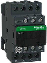  Schneider Electric, TeSys D, LC1D128D7, Mágneskapcsoló, 25A (400V, AC1), 4 pólus, 2 Záró + 2 Nyitó főérintkező, 42V AC 50/60 Hz vezerlés, csavaros csatlakozás, TeSys D (Schneider LC1D128D7) (LC1D128D7