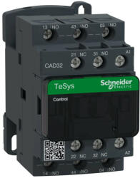 Schneider Electric CAD32E7, Segédkontaktor 10A, 48V AC 50/60 Hz vezerlés, 3 Záró + 2 Nyitó érintkező, csavaros csatlakozás (Segédkapcsoló CAD32E7) (CAD32E7)