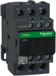  Schneider Electric, TeSys D, LC1D25Q7, Mágneskapcsoló, 11kW/25A (400V, AC3), 380V AC 50/60 Hz vezerlés, 1Z+1Ny, csavaros csatlakozás, TeSys D (Schneider LC1D25Q7) (LC1D25Q7)