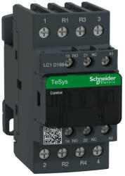  Schneider Electric, TeSys D, LC1D188B7, Mágneskapcsoló, 32A (400V, AC1), 4 pólus, 2 Záró + 2 Nyitó főérintkező, 24V AC 50/60 Hz vezerlés, csavaros csatlakozás, TeSys D (Schneider LC1D188B7) (LC1D188B7