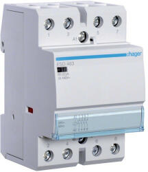 Hager ESD463, Moduláris kontaktor 63A, 4 Záró érintkező, 24V AC 50 Hz (Hager ESD463) (ESD463)