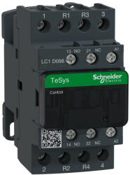  Schneider Electric, TeSys D, LC1D098U7, Mágneskapcsoló, 20A (400V, AC1), 4 pólus, 2 Záró + 2 Nyitó főérintkező, 240V AC 50/60 Hz vezerlés, csavaros csatlakozás, TeSys D (Schneider LC1D098U7) (LC1D098U