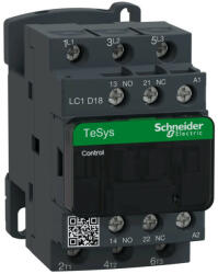 Schneider Electric, TeSys D, LC1D18N7, Mágneskapcsoló, 7, 5kW/18A (400V, AC3), 415V AC 50/60 Hz vezerlés, 1Z+1Ny, csavaros csatlakozás, TeSys D (Schneider LC1D18N7) (LC1D18N7)