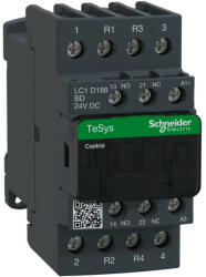 Schneider Electric, TeSys D, LC1D188BD, Mágneskapcsoló, 32A (400V, AC1), 4 pólus, 2 Záró + 2 Nyitó főérintkező, 24V DC vezerlés, csavaros csatlakozás, TeSys D (Schneider LC1D188BD) (LC1D188BD)