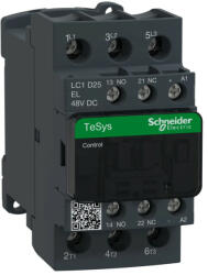 Schneider Electric, TeSys D, LC1D25EL, Mágneskapcsoló, 11kW/25A (400V, AC3), 48V DC vezerlés, 1Z+1Ny, csavaros csatlakozás, kis fogyasztású tekerccsel, TeSys D (Schneider LC1D25EL) (LC1D25EL)