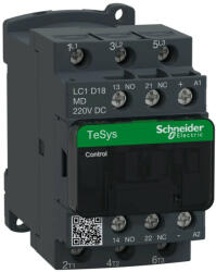 Schneider Electric, TeSys D, LC1D18MD, Mágneskapcsoló, 7, 5kW/18A (400V, AC3), 220V DC vezerlés, 1Z+1Ny, csavaros csatlakozás, TeSys D (Schneider LC1D18MD) (LC1D18MD)