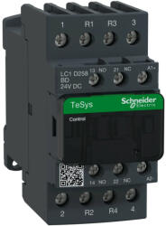 Schneider Electric, TeSys D, LC1D258BD, Mágneskapcsoló, 40A (400V, AC1), 4 pólus, 2 Záró + 2 Nyitó főérintkező, 24V DC vezerlés, csavaros csatlakozás, TeSys D (Schneider LC1D258BD) (LC1D258BD)