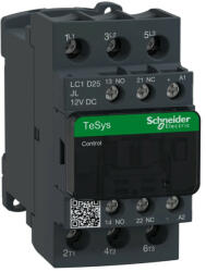  Schneider Electric, TeSys D, LC1D25JL, Mágneskapcsoló, 11kW/25A (400V, AC3), 12V DC vezerlés, 1Z+1Ny, csavaros csatlakozás, kis fogyasztású tekerccsel, TeSys D (Schneider LC1D25JL) (LC1D25JL)