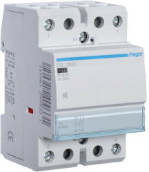 Hager ESL263S, Csendes moduláris kontaktor 63A, 2 Záró érintkező, 12V AC/DC 50 Hz (Hager ESL263S) (ESL263S)