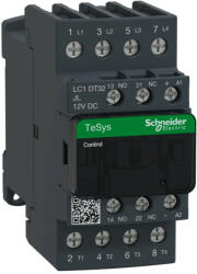  Schneider Electric, TeSys D, LC1DT40JL, Mágneskapcsoló, 40A (400V, AC1), 4 pólus, 4 Záró főérintkező, 12V DC vezerlés, csavaros csatlakozás, kis fogyasztású tekerccsel, TeSys D (Schneider LC1DT40JL) (