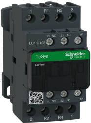  Schneider Electric, TeSys D, LC1D128G7, Mágneskapcsoló, 25A (400V, AC1), 4 pólus, 2 Záró + 2 Nyitó főérintkező, 120V AC 50/60 Hz vezerlés, csavaros csatlakozás, TeSys D (Schneider LC1D128G7) (LC1D128G