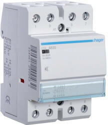 Hager ESL463S, Csendes moduláris kontaktor 63A, 4 Záró érintkező, 12V AC/DC 50 Hz (Hager ESL463S) (ESL463S)