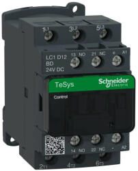 Schneider Electric, TeSys D, LC1D12BD, Mágneskapcsoló, 5, 5kW/12A (400V, AC3), 24V DC vezerlés, 1Z+1Ny, csavaros csatlakozás, TeSys D (Schneider LC1D12BD) (LC1D12BD)