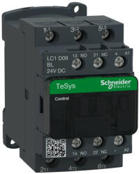 Schneider Electric, TeSys D, LC1D09BL, Mágneskapcsoló, 4kW/9A (400V, AC3), 24V DC vezerlés, 1Z+1Ny, csavaros csatlakozás, kis fogyasztású tekerccsel, TeSys D (Schneider LC1D09BL) (LC1D09BL)