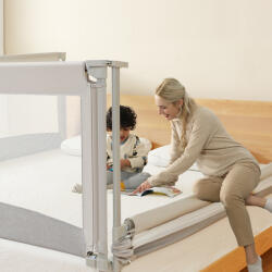 Monkey Mum Protecție laterală pat Monkey Mum® Economy - 150 cm - gri deschis (P00800)