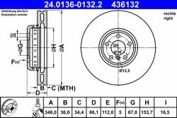 ATE Disc frana ATE 24.0136-0132.2 - piesa-auto