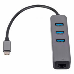 Akyga AK-AD-66 HUB USB Type-C to 3x USB 3.0 Network Card 10/100/1000 15cm (AK-AD-66)