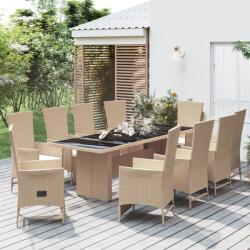 vidaXL Set mobilier de grădină cu perne, 11 piese, bej, poliratan (3157581)