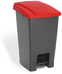 PLANET Szelektív hulladékgyűjtő konténer, műanyag, pedálos, antracit/piros, 70L (UP228P)