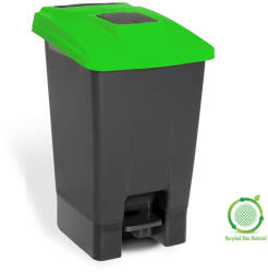 PLANET Szelektív hulladékgyűjtő konténer, műanyag, pedálos, antracit/zöld, 100L (UP229Z)