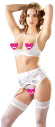 Cottelli Collection Shelf Bra, Suspender Belt and String Set 2221055 White 80B/M