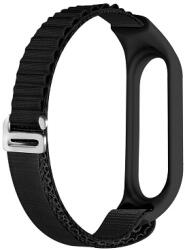 Xiaomi Mi Smart Band 3, 4, 5, 6, 7 puha nylon sport óraszíj, fekete