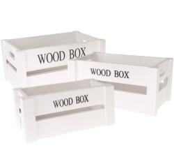 4-Home Set lădițe din lemn Wood Box, 3 buc. , alb