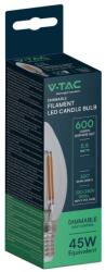 V-TAC 5.5W E14 meleg fehér filament C35 LED gyertya égő, 100 Lm/W - SKU 7806 (7806)