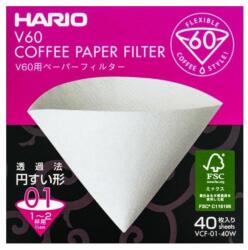 HARIO Filtre de hârtie Hario V60-01 40 buc, alb (VCF-01-40W)