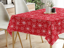 Goldea față de masă 100% bumbac - fulgi de zăpadă pe roșu 120 x 140 cm