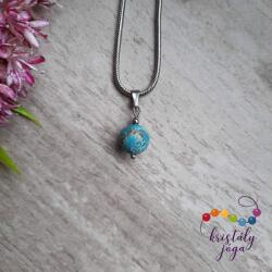 Kristály Jóga Shop Kék krizokolla 10 mm-es ásvány medál, nemesacél láncon