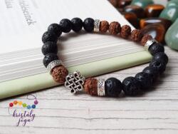 Kristály Jóga Shop Rudráksha 8 mm-es karkötő lávakővel
