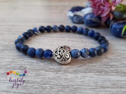 Kristály Jóga Shop Szodalit 6 mm-es ásvány karkötő szív medállal