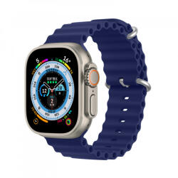 Dux Ducis Strap Watch Strap 8 / 7 / 6 / 5 / 4 / 3 / 2 / SE (45 / 44 / 42mm) Silicone Band Bracelet Navy Blue (OceanWave Version)