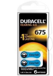 Duracell Baterii pentru aparat auditiv HA ZA675, 6 bucati, Duracell