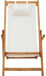 vidaXL Scaun de plajă pliabil, crem, lemn masiv de eucalipt, textil (310311)
