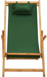 vidaXL Scaun de plajă pliabil, verde, lemn masiv de eucalipt, textil (310312)