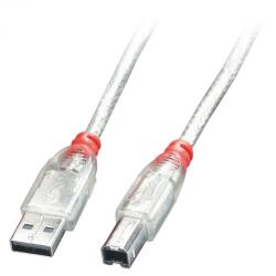Lindy Cablu de imprimanta USB 2.0-A la tip B 2m Transparent, Lindy L41753 (L41753)