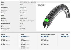 Schwalbe Külső 26x1.25 (559-32) Marathon Perf Hs420 Greeng End Ref Tw 580g
