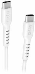 SBS - USB-C / USB-C PowerDelivery Kábel kijelzővel 100W (1.5m), fehér