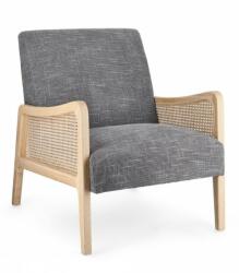 Bizzotto Fotoliu tapiterie velur gri rattan lemn natur Deanna 67.5x82x83 cm (0748266)