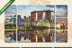 Többrészes Vászonkép, Premium Kollekció: Szingapúr Skyline és kilátás Marina Bayre(135x80 cm, W01)