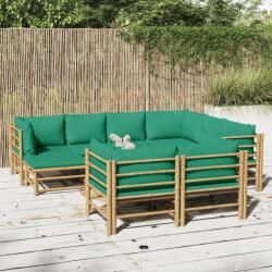 vidaXL 10 részes bambusz kerti ülőgarnitúra zöld párnákkal (3155160) - vidaxl