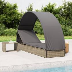 vidaXL szürke polyrattan napágy kerek tetővel 211 x 57 x 140 cm (319643)