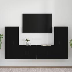 vidaXL 4 részes fekete szerelt fa TV-szekrényszett (3188767)